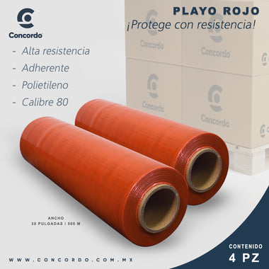 Playo 4 rollos Rojo Calibre 80-PL3