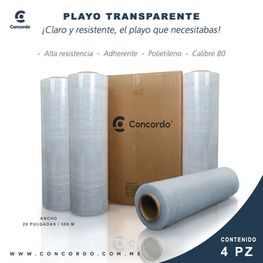 Playo 4 rollos Transparente Calibre 80-PL1