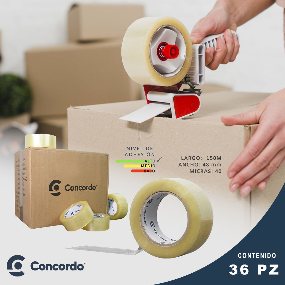 Caja De Cinta 150m x 48mm 36pz Color Transparente-CT