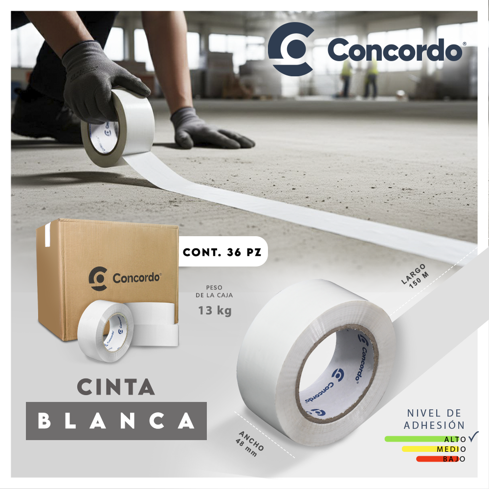 Caja De Cinta 150m x 48mm 36pz Color Blanco-CINBL