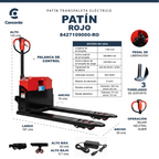 Patín Transpaleta Eléctrica de carga pesada 3 toneladas color Rojo - 8427109000-RO