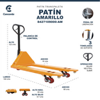 Patín Transpaleta con ruedas de carga pesada 3000kg color Amarillo - 8427109000-AM
