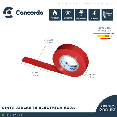 Cinta Aislante Electrica Roja