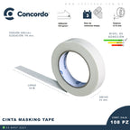 Caja De Cinta Masking tape 54mX25mm Color Blanco 1"pulgada