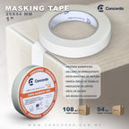 Caja De Cinta Masking tape 54mX25mm Color Blanco 1"pulgada