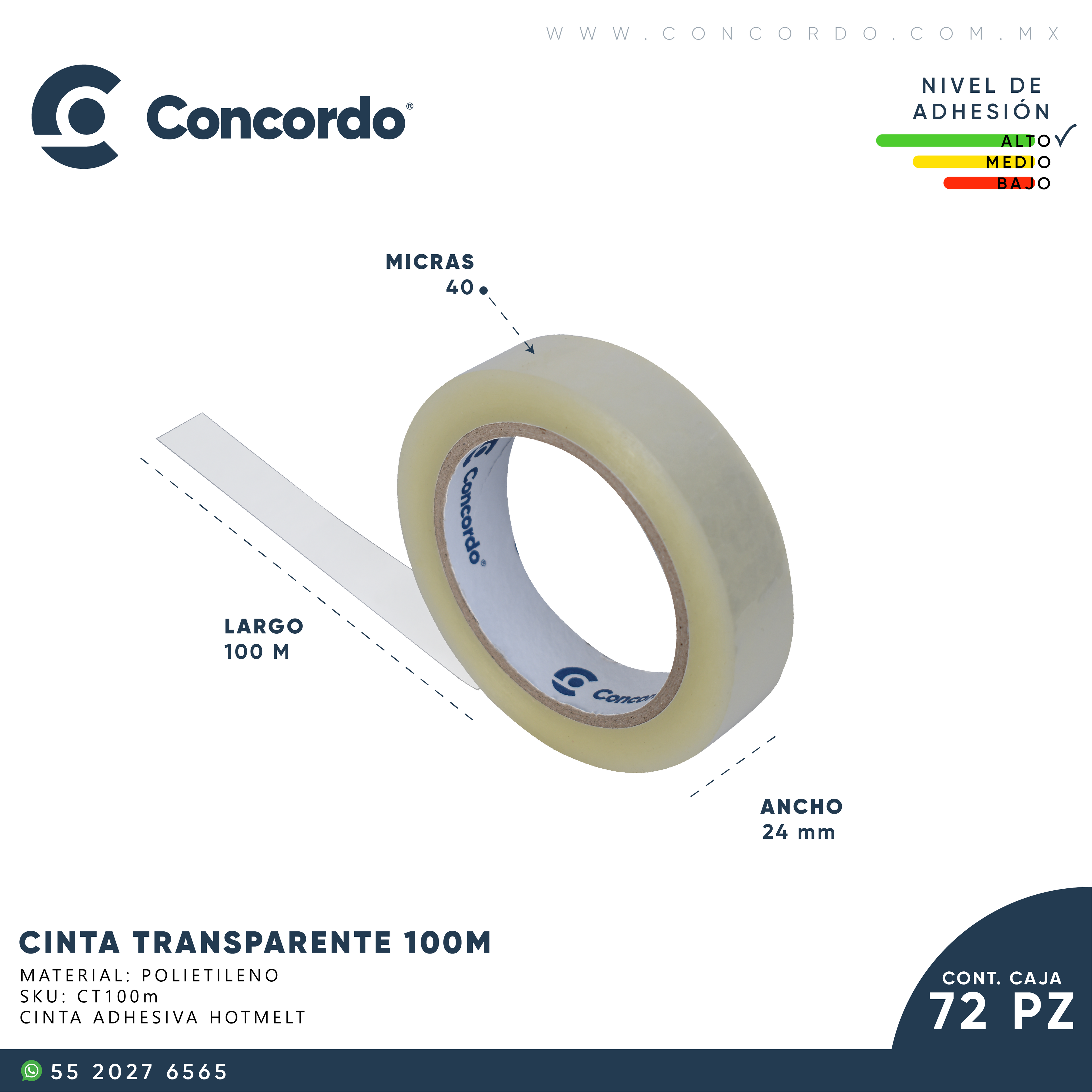 Caja De Cinta 24mm x 150m 72pz Color Transparente-CT24mm