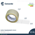 Caja De Cinta 100m x 48mm 72pz Color Transparente-CT100m