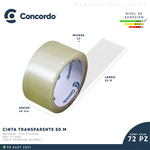 Caja De Cinta 50m x 48mm 72pz Color Transparente-CT50m