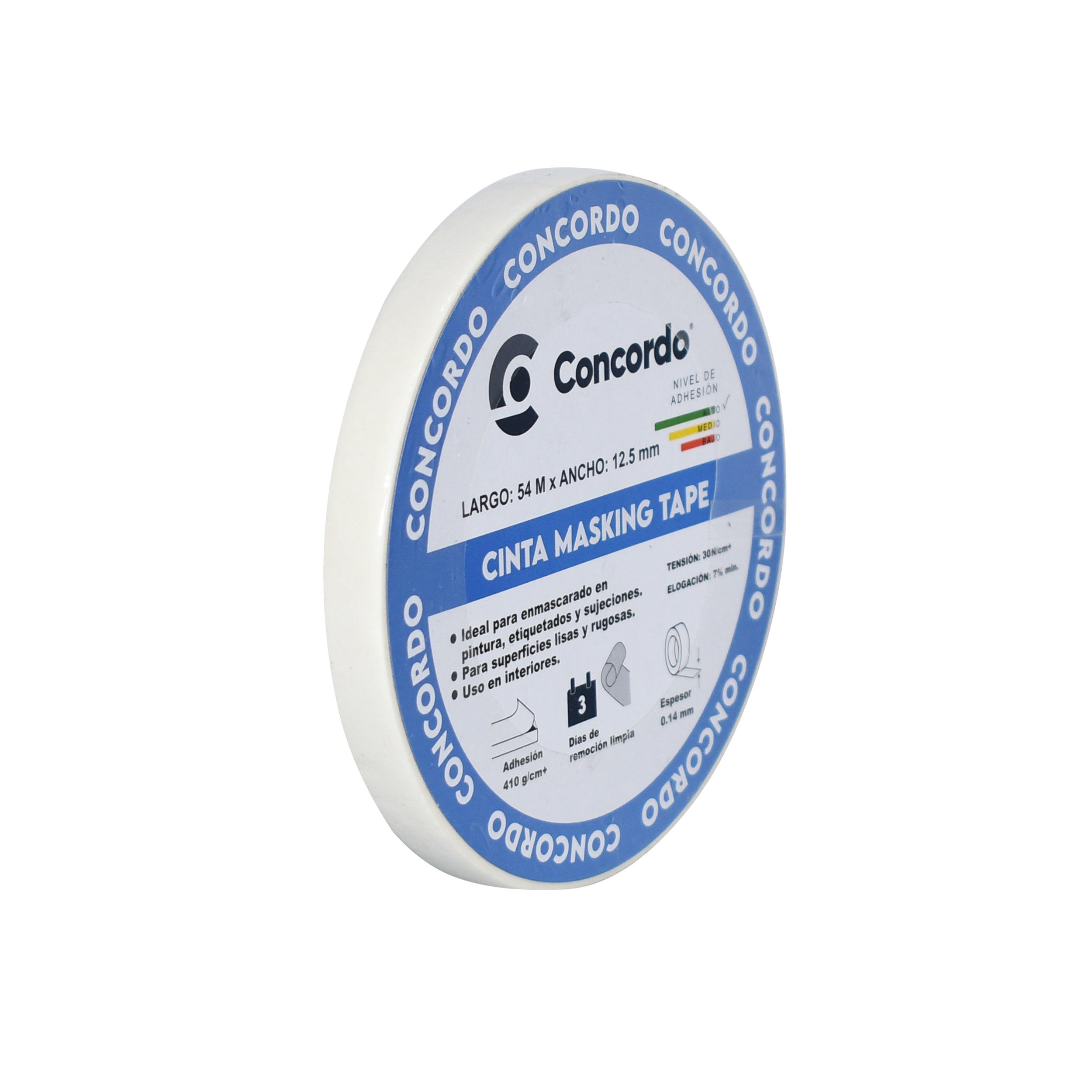 Caja De Cinta Masking tape 54mX12.5mm Color Blanco 1/2"pulgada