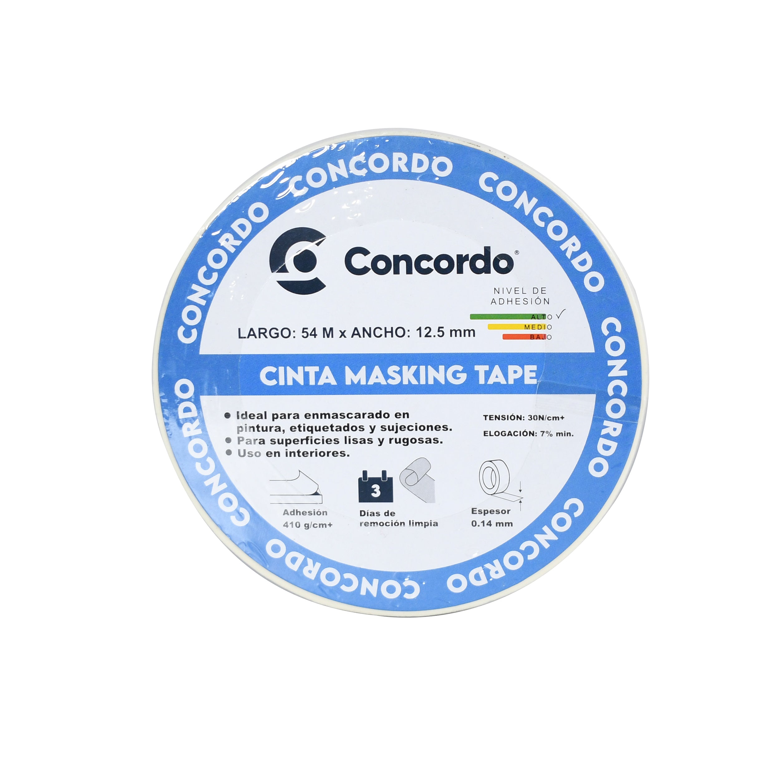 Caja De Cinta Masking tape 54mX12.5mm Color Blanco 1/2"pulgada